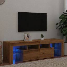 Dulap TV cu LED stejar artizanal 140x36,5x40 cm lemn prelucrat GartenMobel Dekor