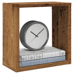 Rafturi de perete cub, 4 buc., lemn vechi, 30x15x30 cm lemn GartenMobel Dekor