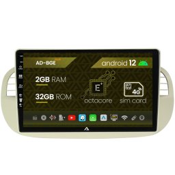 Navigatie Fiat 500 (2007-2014), Android 12, E-Octacore 2GB RAM + 32GB ROM, 9 Inch - AD-BGE9002+AD-BGRKIT362V2