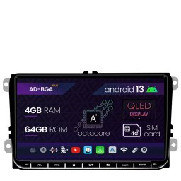 Navigatie Volkswagen, Skoda, Seat, Android 13, A-Octacore 4GB RAM + 64GB ROM, 9 Inch - AD-BGAW9AC