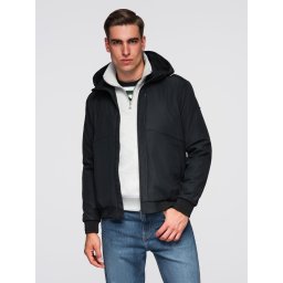 Ombre Men's lightweight jacket with mesh lining and hood - black