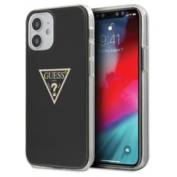 Husa Husa de protectie Guess din Plastic TPU pentru Apple iPhone 12 mini - Metallic Triangle, Negru