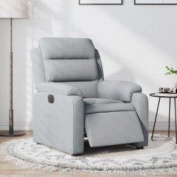 Fotoliu rabatabil electric, gri deschis, textil GartenMobel Dekor