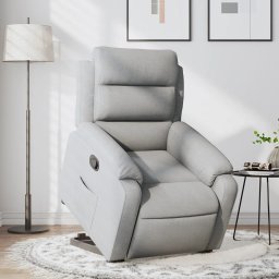 Fotoliu rabatabil cu ridicare, gri deschis, material textil GartenMobel Dekor