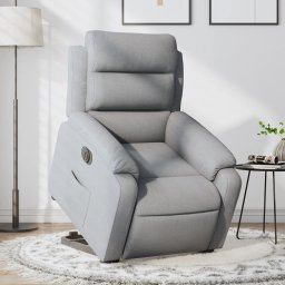 Fotoliu electric rabatabil cu ridicare, gri deschis, textil GartenMobel Dekor