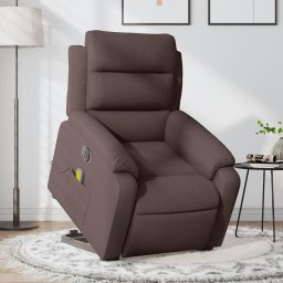 Fotoliu electric masaj rabatabil cu ridicare maro închis textil GartenMobel Dekor