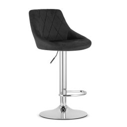 Scaun de bucatarie/bar, Artool, Kast, rotativ, catifea neagra, picior metal argintiu, 45.5x49x85-105 cm