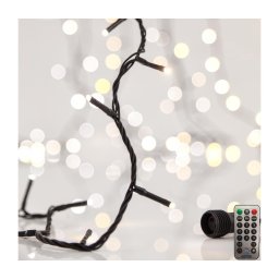 Ghirlandă LED de exterior CLUSTER 200xLED, 8 funcții, 2,1 m, IP44, alb cald + telecomandă