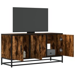 Dulap TV stejar fumuriu, 100x35x50 cm lemn prelucrat si metal GartenMobel Dekor