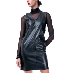 CALVIN KLEIN Rochie Faux Leather Short J20J224188 BEH ck black