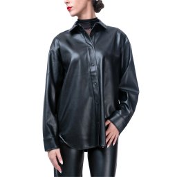CALVIN KLEIN Cămaşă Faux Leather Ls Overshirt J20J224191 BEH ck black