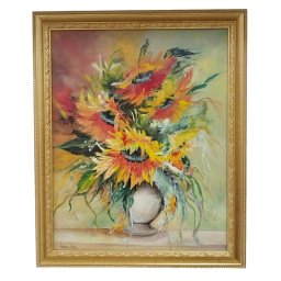Pictura in ulei 50 cm*40 cm floarea soarelui cu rama de lemn 129 BF de 5 cm