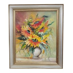Pictura in ulei 50 cm*40 cm floarea soarelui cu rama de lemn 007AFde 7 cm