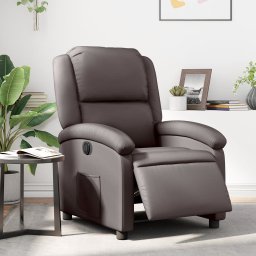 Fotoliu rabatabil electric, maro închis, piele naturala GartenMobel Dekor