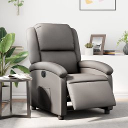 Fotoliu rabatabil electric, gri, piele naturala GartenMobel Dekor