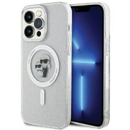 Husa Karl Lagerfeld Karl&Choupette Glitter MagSafe case for iPhone 15 Pro Max - transparent