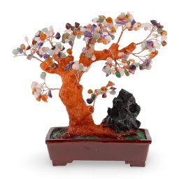 Copac in ghiveci cu roca si cristale naturale mix, 26cm
