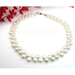 Colier Perle White Naturale de Cultura Button