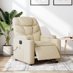 Fotoliu electric de masaj rabatabil, crem, textil GartenMobel Dekor