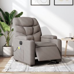 Fotoliu electric de masaj rabatabil, gri taupe, textil GartenMobel Dekor
