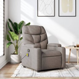 Fotoliu de masaj rabatabil, gri taupe, material textil GartenMobel Dekor