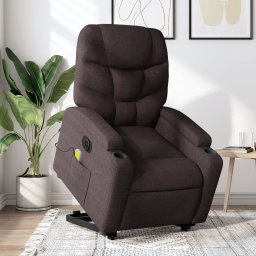 Fotoliu electric masaj rabatabil cu ridicare maro închis textil GartenMobel Dekor