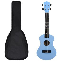 Set ukulele Soprano pentru copii, cu husa, bleu, 23" GartenMobel Dekor
