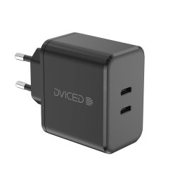 Incarcator retea Dviced DV221011, 65W, GaN, 2 USB-C, cablu 100 W Negru