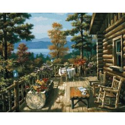 Set pictura pe numere, cu sasiu, Terasa cu priveliste, 40x50 cm