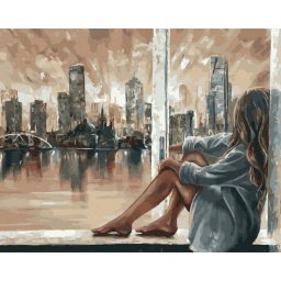 Set pictura pe numere, cu sasiu, Visele metropolei, 40x50 cm