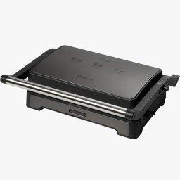 Sandwich-maker Grill Panini STARCREST SGR-2424BX, 1000 W, Placi Grill Ceramice, Deschidere 180 , Suprafata de gatire 23 x 14 cm, Negru Dark inox