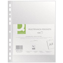 Folie protectie pentru documente, 50 microni, 100folii/set, Q-Connect - transparenta