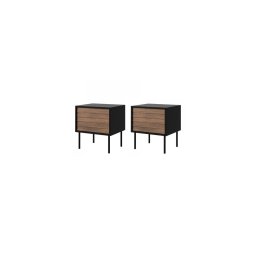 SET 2x noptieră CORTINA 51x45 cm negru/nuc warnia