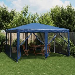Cort de petrecere cu 8 pereti din plasa, albastru, 4x4 m HDPE GartenMobel Dekor