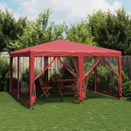 Cort de petrecere cu 8 pereti din plasa, rosu, 4x4 m, HDPE GartenMobel Dekor