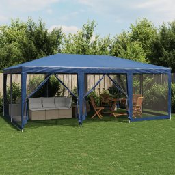 Cort de petrecere cu 10 pereti din plasa, albastru, 6x4 m HDPE GartenMobel Dekor
