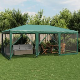 Cort de petrecere cu 10 pereti din plasa, verde, 6x4 m, HDPE GartenMobel Dekor