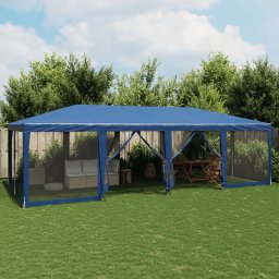 Cort de petrecere cu 12 pereti din plasa, albastru, 8x4 m, HDPE GartenMobel Dekor