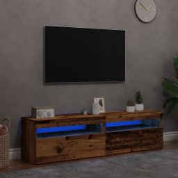 Dulapuri TV cu lumini LED, 2 buc., lemn vechi, lemn prelucrat GartenMobel Dekor
