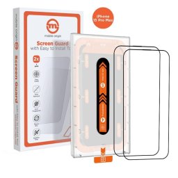 Orange Screen Guard iPhone 15 Pro Max with easy applicator, 2 pack