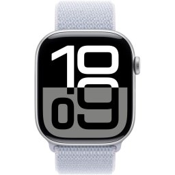 Smartwatch Watch 10 GPS, Carcasa Silver Aluminium Case 46mm, Blue Cloud Sport Loop