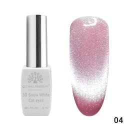 Oja semipermanenta, Snow White, 3D Cat Eye, Global Fashion 8ml, 04(FARA TPO)