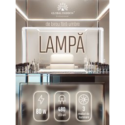 Lampă de masă Led, fără umbră, Gri