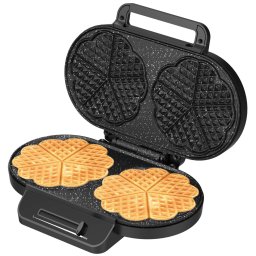 Aparat de facut vafe STARCREST WM-2602X, 1200W, Suprafata dubla, Buton reglare temperatura, Placi cu invelis ceramic, Negru Inox