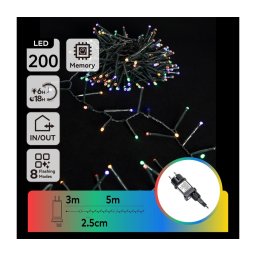 Aigostar - Ghirlandă LED pentru exterior, 200 LED/8 funcții, 8 m, IP44, multicoloră