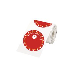 Etichete termice rotunde model Mos Craciun O 50 mm rosii pentru imprimante AIMO si Phomemo M110 M200 M220, 140 etichete
