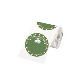 Etichete termice rotunde model Clopotei Craciun O 50 mm verzi pentru imprimante AIMO si Phomemo M110 M200 M220, 140 etichete
