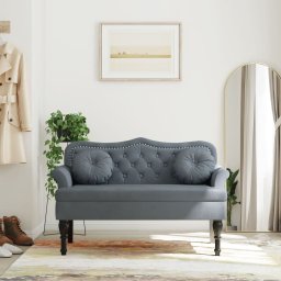 Bancheta cu perne, gri închis, 120,5x65x75 cm, catifea GartenMobel Dekor