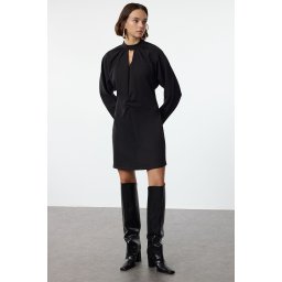 Trendyol Black A-Line Mini Window Detailed Woven Dress