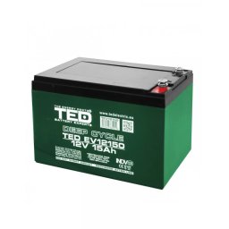 Acumulator AGM VRLA Deep Cycle 12V 15Ah pentru vehicule electrice, terminal M5, TED Battery Expert Holland TED003775